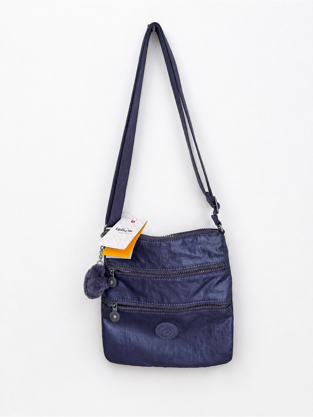 Kipling Rachael Crossbody Bag NWT Enchanted Purple Metallic Nylon Monkey Charm
